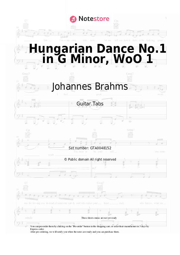 Hungarian Dance No.1 in G Minor, WoO 1 - Johannes Brahms Tabs - Guitar.Tabs