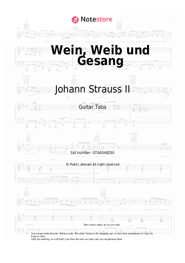 Wein, Weib und Gesang, Op.333 - Johann Strauss II Tabs - Guitar.Tabs