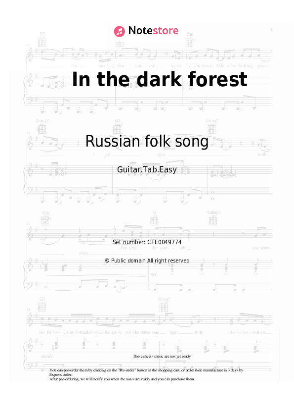 In the dark forest - Russian folk song Tabs Easy - Guitar.Tab.Easy
