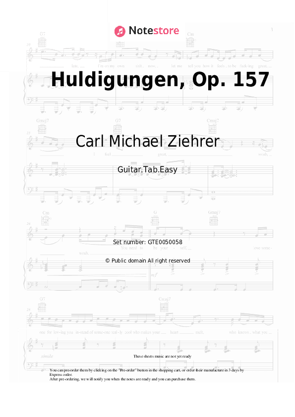 Huldigungen, Op. 157 - Carl Michael Ziehrer Tabs Easy - Guitar.Tab.Easy