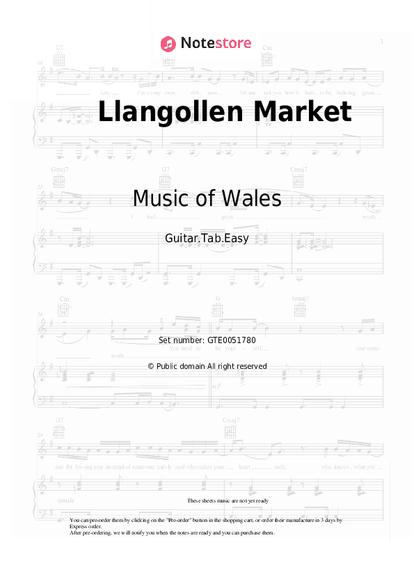 Llangollen Market - Music of Wales Tabs Easy - Guitar.Tab.Easy