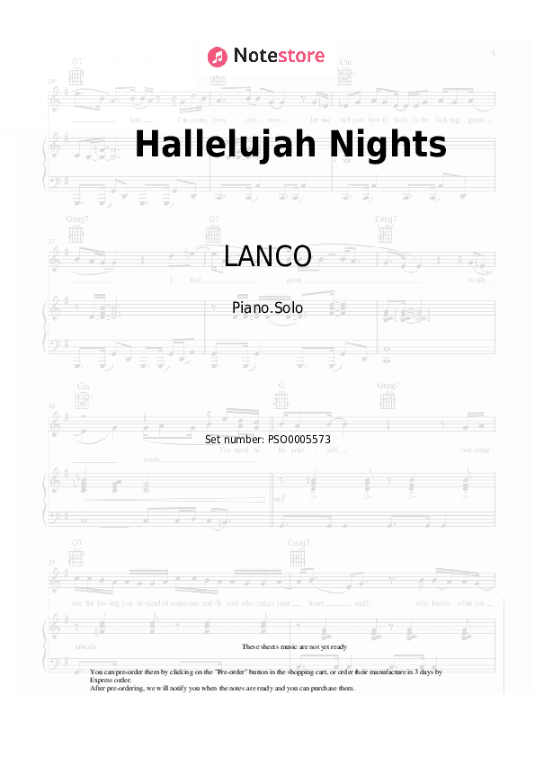 Hallelujah Nights - LANCO Piano Sheet Music - Piano.Solo