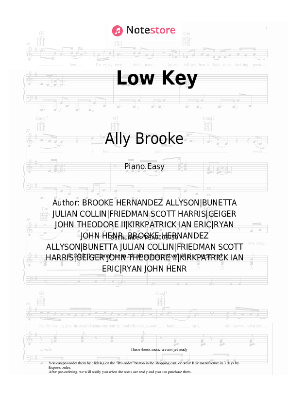 Low Key - Ally Brooke, Tyga Piano Sheet Music Easy - Piano.Easy