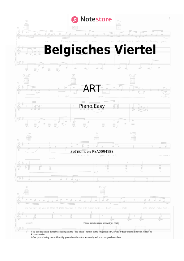 Belgisches Viertel - ART Piano Sheet Music Easy - Piano.Easy