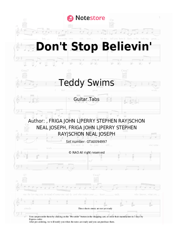 Don't Stop Believin' - Teddy Swims Tabs - Guitar.Tabs