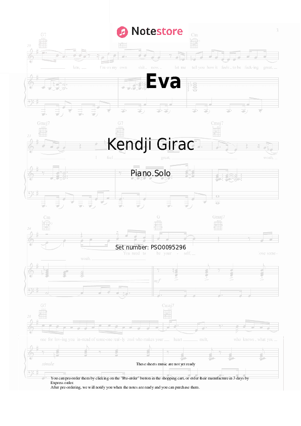 Eva - Kendji Girac Piano Sheet Music - Piano.Solo