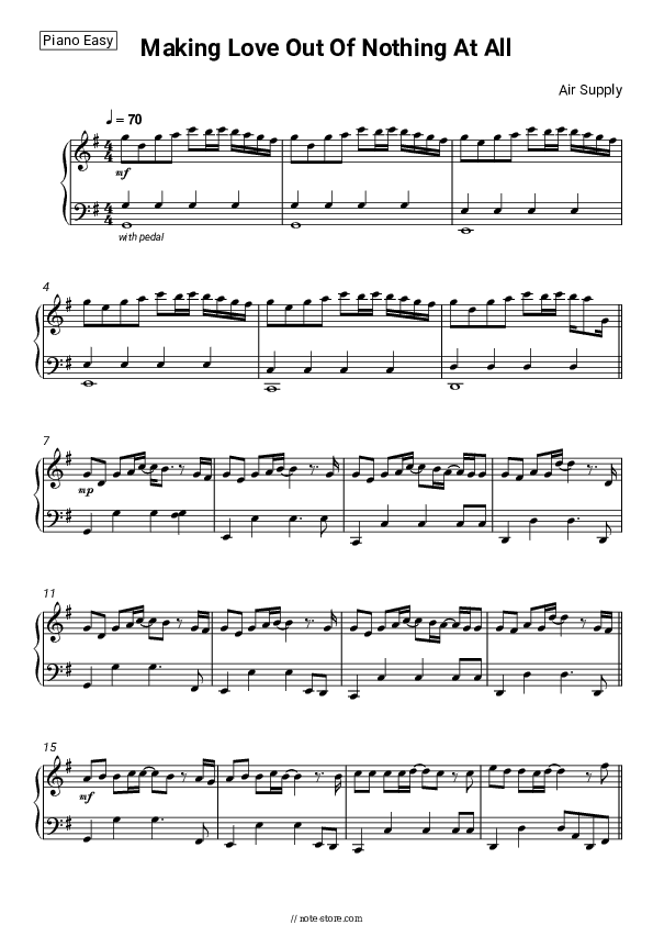 Making Love Out Of Nothing At All - Air Supply Piano Sheet Music Easy - Piano.Easy