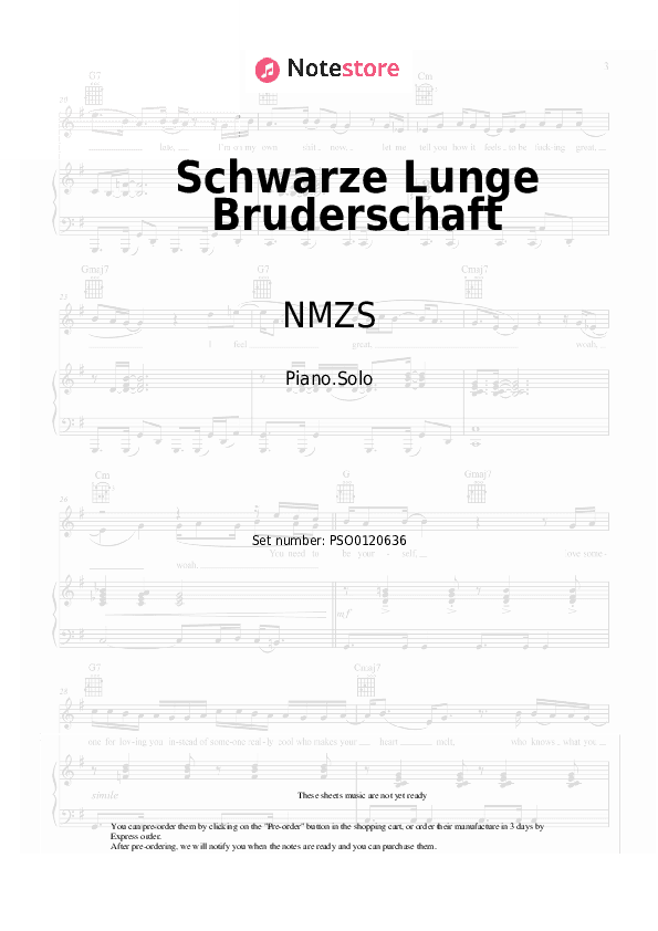 Schwarze Lunge Bruderschaft - NMZS, Danger Dan Piano Sheet Music - Piano.Solo