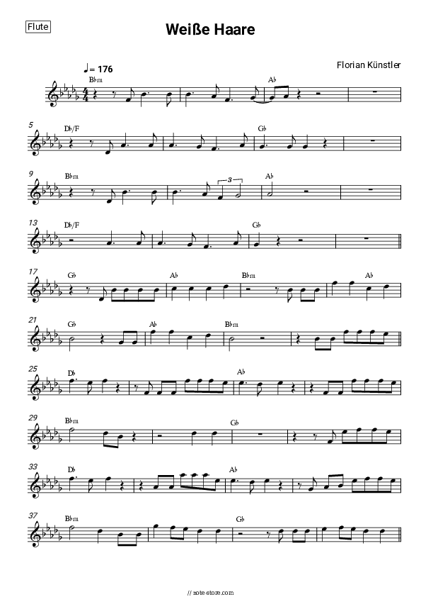 Weiße Haare - Florian Künstler Flute Sheet Music - Flute