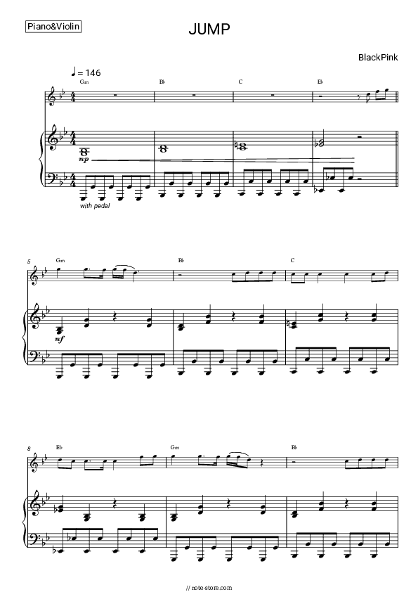 JUMP - BlackPink Piano Sheet Music and Violin - Piano&Violin