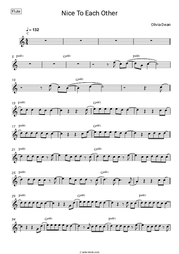 Nice To Each Other - Olivia Dean Flute Sheet Music - Flute