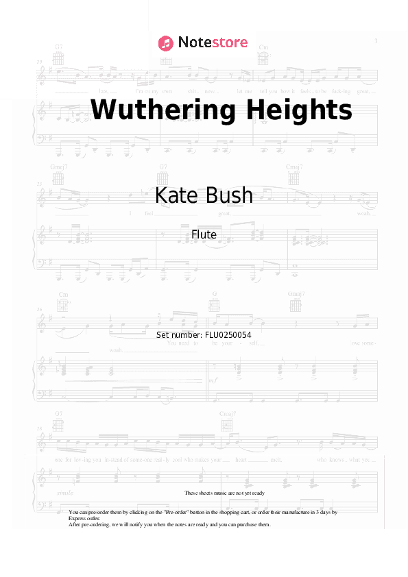 Wuthering Heights - Kate Bush Flute Sheet Music - Flute