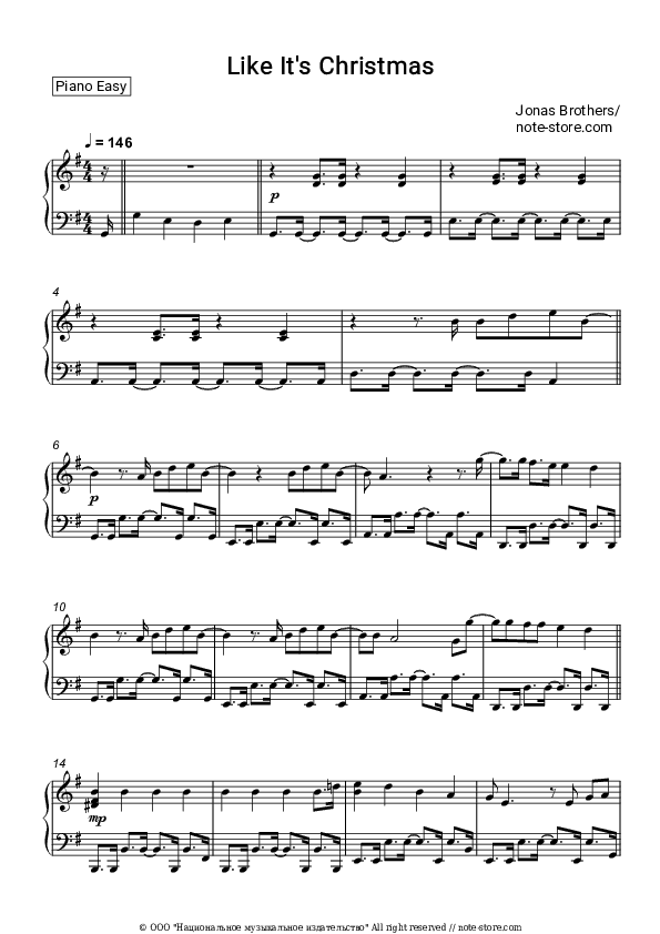 Like It's Christmas - Jonas Brothers Piano Sheet Music Easy - Piano.Easy