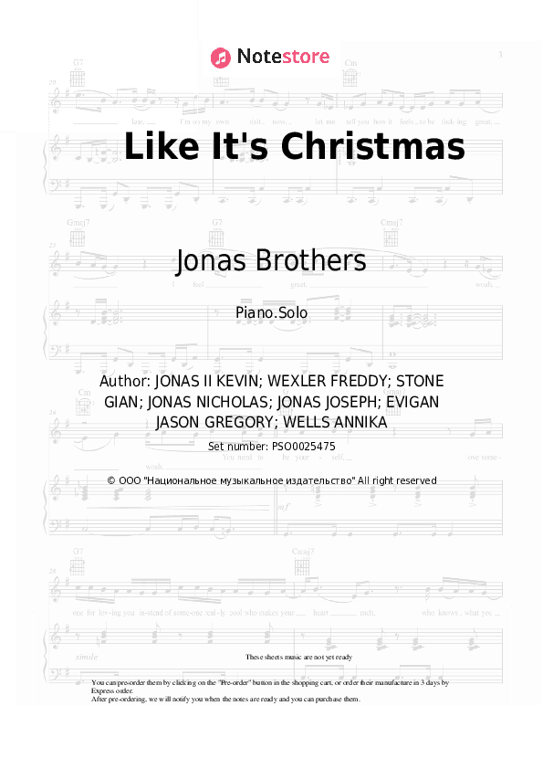 Like It's Christmas - Jonas Brothers Piano Sheet Music - Piano.Solo