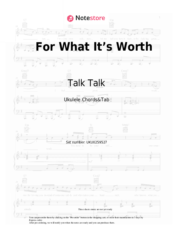 For What It’s Worth - Talk Talk Ukulele Sheet Music - Ukulele.Chords&Tab