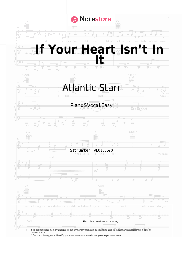 If Your Heart Isn’t In It - Atlantic Starr Piano Sheet Music Easy and Vocal - Piano&Vocal.Easy