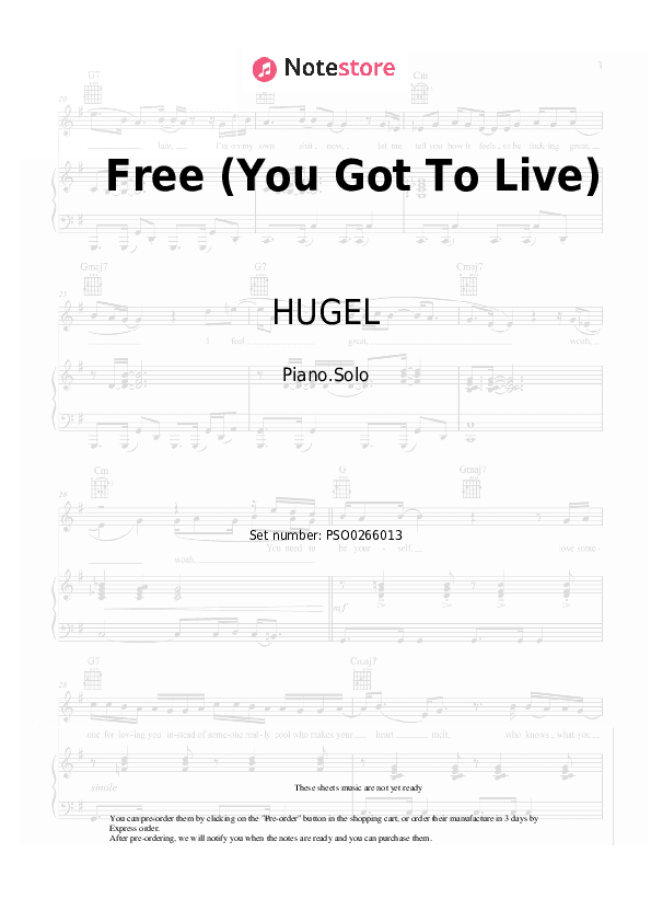 Free (You Got To Live) - HUGEL, Ultra Naté Piano Sheet Music - Piano.Solo