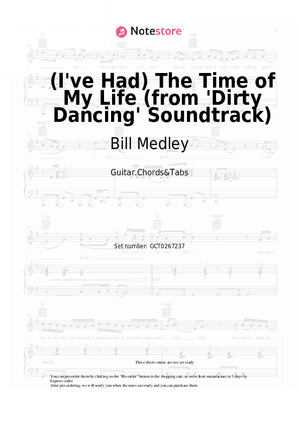 (I've Had) The Time of My Life (from 'Dirty Dancing' Soundtrack) - Bill Medley, Jennifer Warnes Chords and Tabs - Guitar.Chords&Tabs