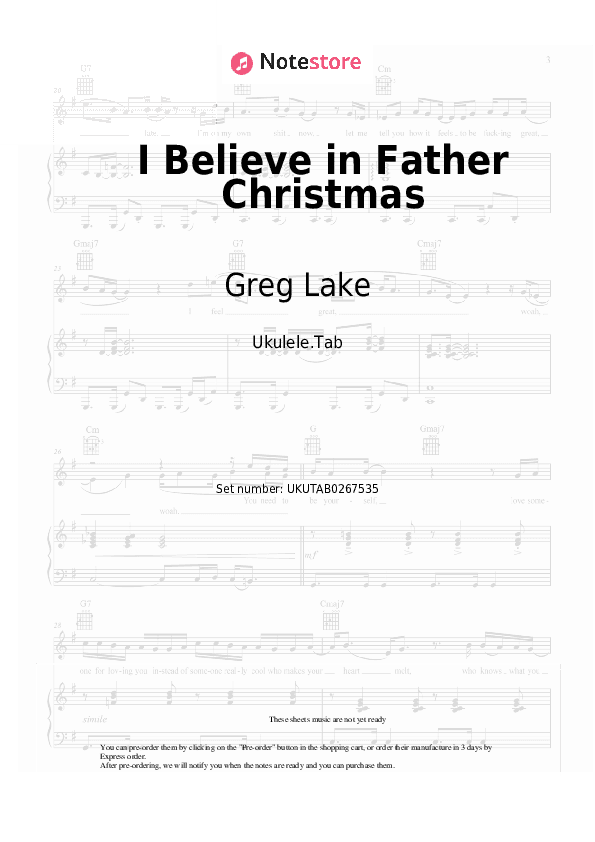 I Believe in Father Christmas - Greg Lake Sheet Music - Ukulele.Tab