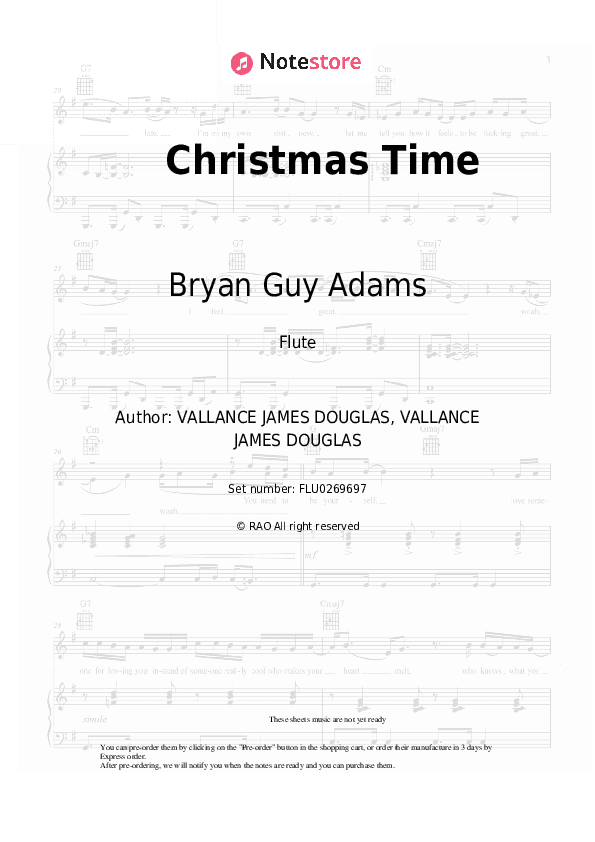 Christmas Time - Bryan Guy Adams Flute Sheet Music - Flute