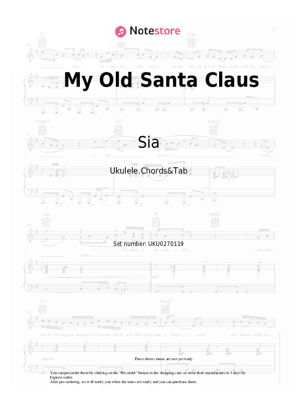 My Old Santa Claus - Sia Ukulele Sheet Music - Ukulele.Chords&Tab