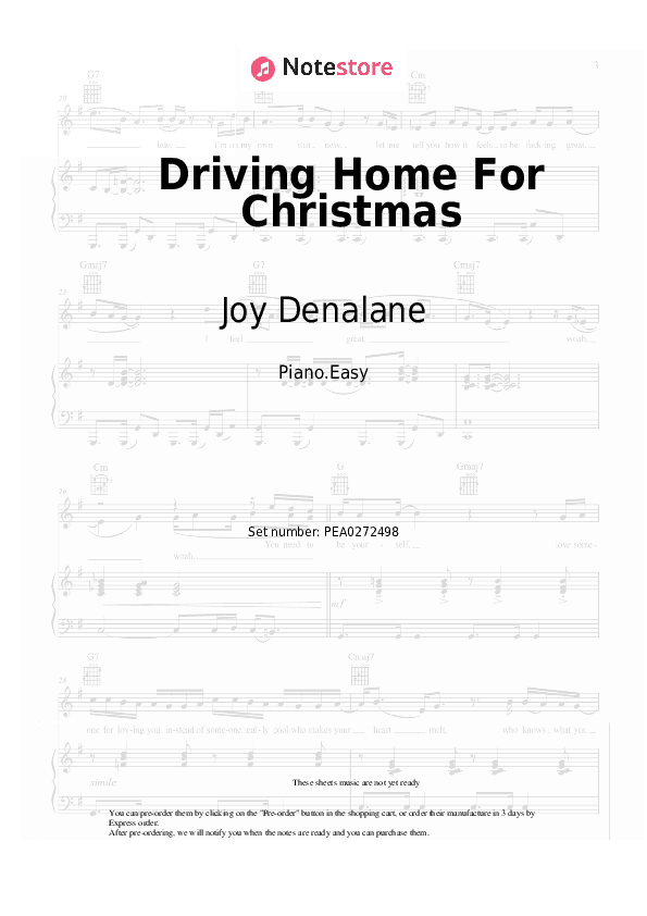 Driving Home For Christmas - Joy Denalane, Rea Garvey, Esther Graf Piano Sheet Music Easy - Piano.Easy