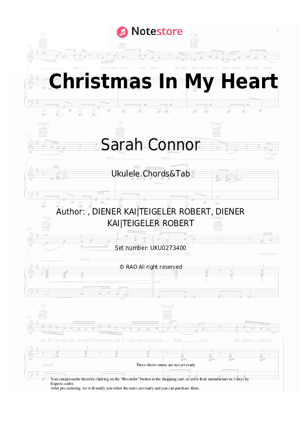Christmas In My Heart - Sarah Connor Ukulele Sheet Music - Ukulele.Chords&Tab