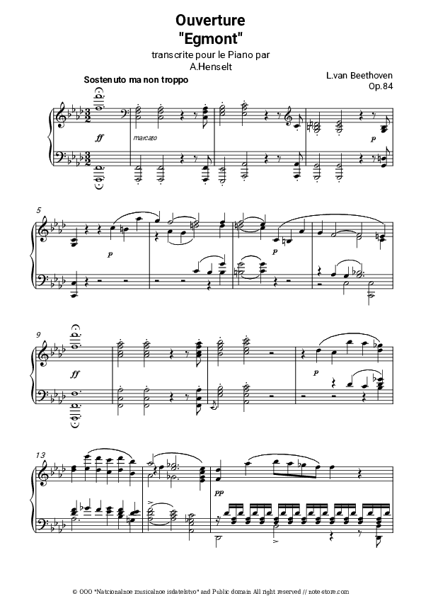 Egmont, Op. 84: Overture - Ludwig van Beethoven Piano Sheet Music - Piano.Solo