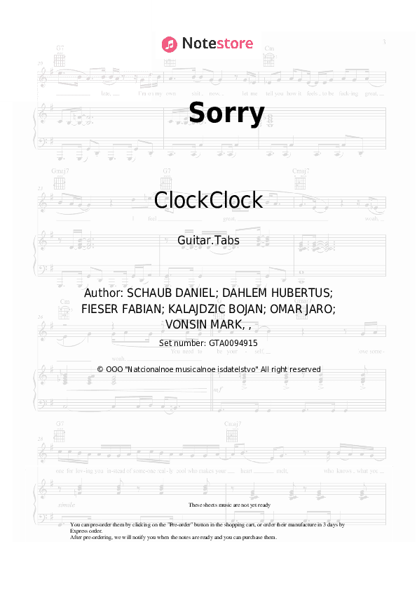 Sorry - ClockClock Tabs - Guitar.Tabs