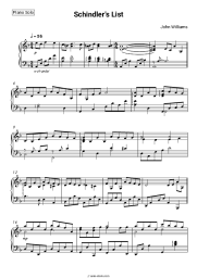 Sheet music, chords John Williams - Schindler's List