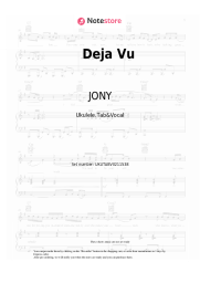 Sheet music, chords JONY - Deja Vu