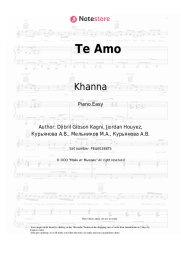 Sheet music, chords Khanna - Te Amo